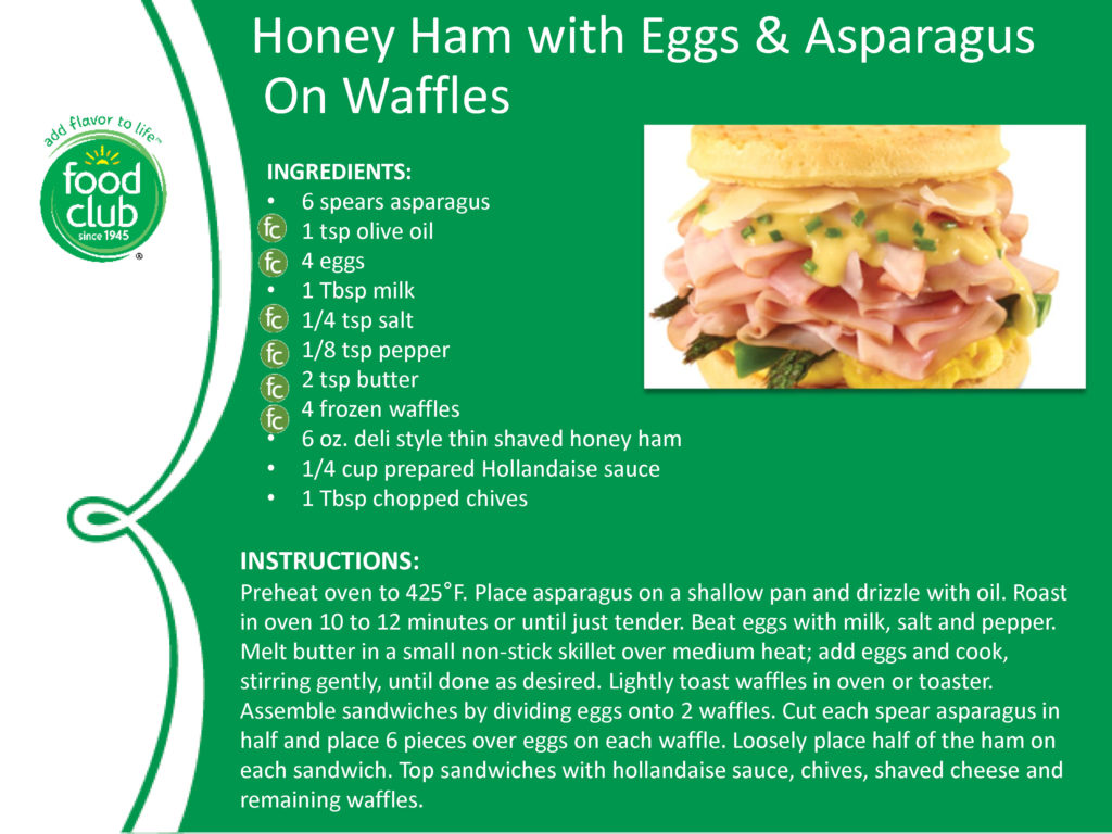 Honey Ham With Eggs & Asparagus On Waffles Recipe