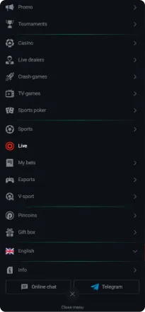 mobile version menu